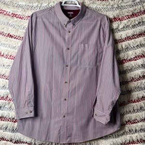 King Size Red/White/Blue Striped Button Down Dress Shirt Size XXL Big